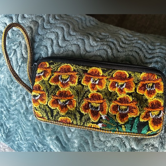 Lucia’s Imports Handbags - Embroidered Floral Wallet/Wristlet by Lucia’s Imports